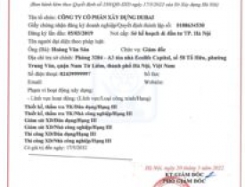 Chứng chỉ năng lực hoạt đông xây dựng đã được cấp cho Xây Dựng Dubai