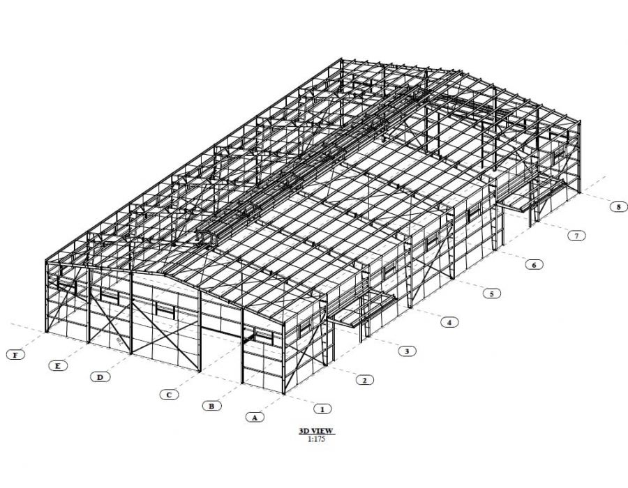 Khung Nhà Thép 1440 m2 (30x48x7) - không cột giữa